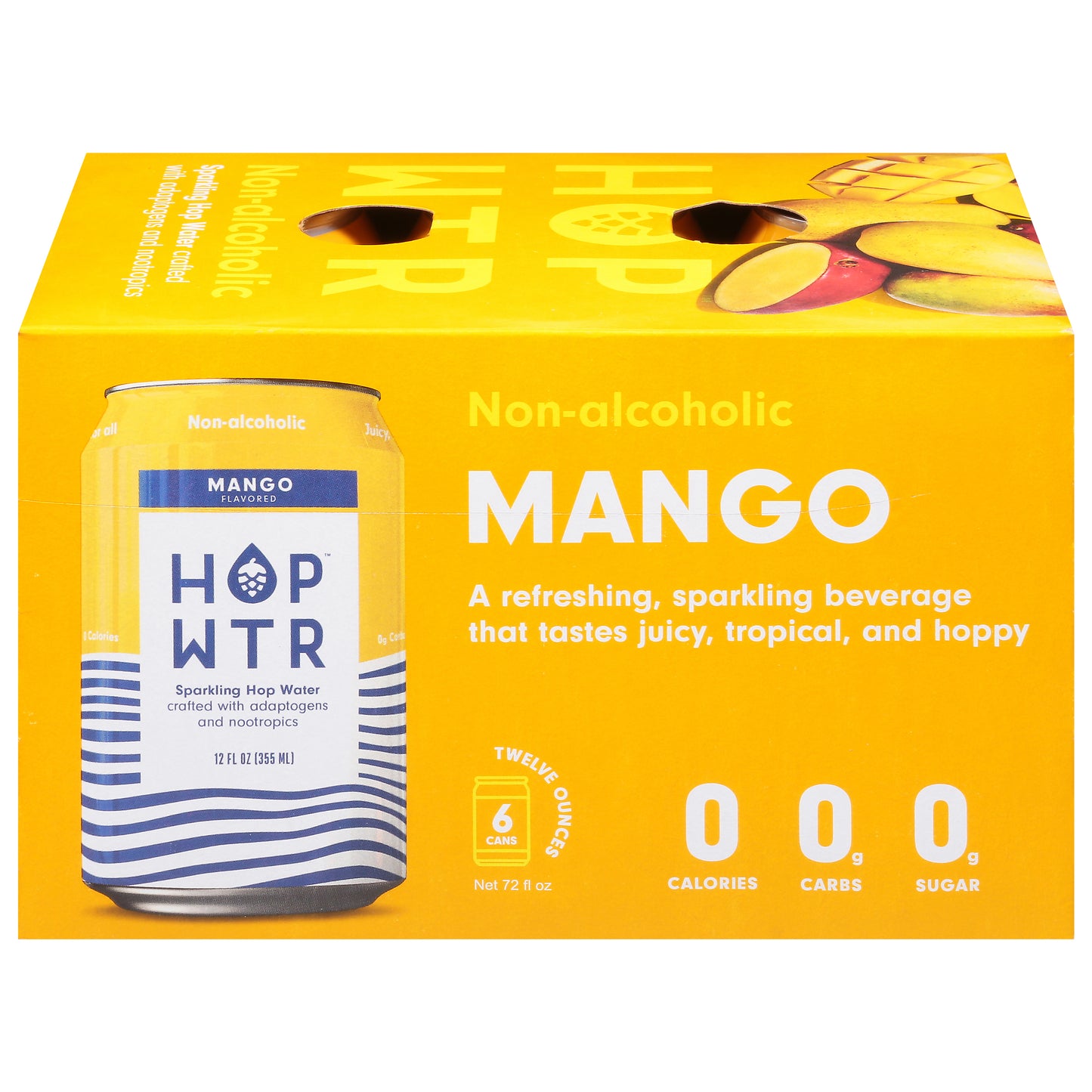 Hop Wtr Non-Alcoholic Mango Flavored Sparkling Hop Water 6 - 12 oz Cans