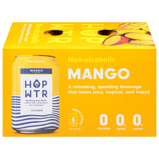 Hop Wtr Non-Alcoholic Mango Flavored Sparkling Hop Water 6 - 12 oz Cans