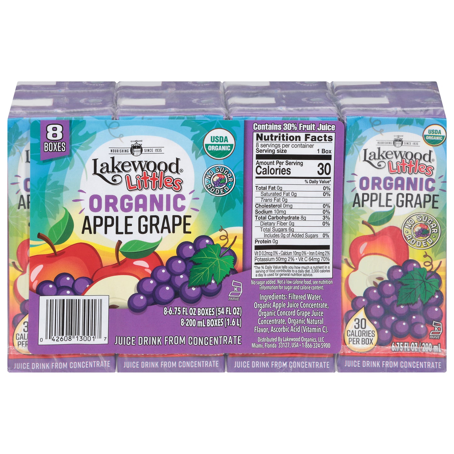 Lakewood Littles Organic Apple Grape Juice Drink from Concentrate 8 - 6.75 fl oz Boxes