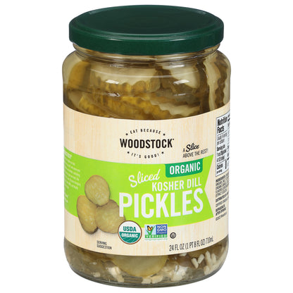 Woodstock Sliced Oragnic Kosher Dill Pickles 24 fl oz