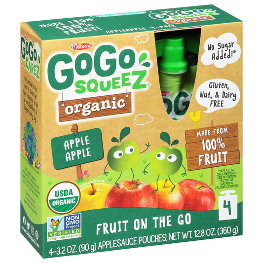 GoGo Squeez Organic Fruit On The Go Apple Apple Sauce 4-3.2 oz