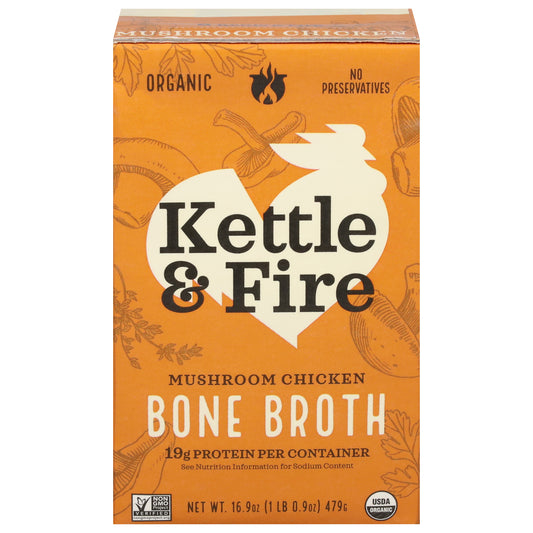 Kettle & Fire Mushroom Chicken Bone Broth 16.9 oz