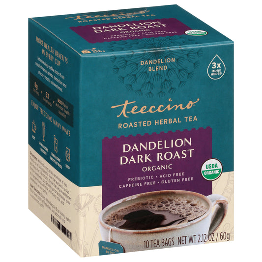 Teeccino Bags Dandelion Dark Roast Herbal Tea 10 ea