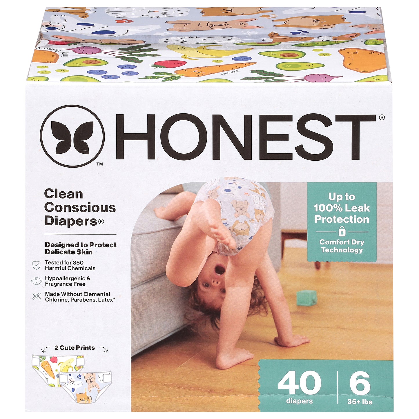 Honest Clean Conscious Size 6 Diapers (35+ lbs (16+ kg)) 40 Each