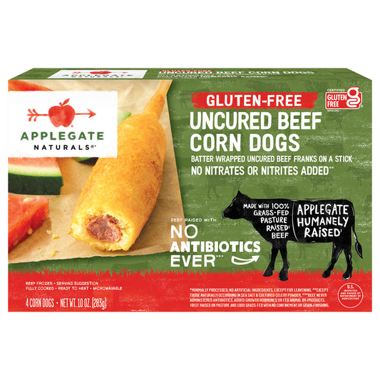 Applegate Natural Gluten-Free Uncured Beef Corn Dogs, 10oz (Frozen)