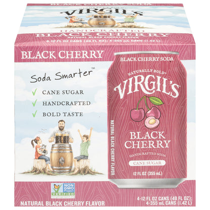 Virgil's Soda Smarter Black Cherry Soda 4 - 12 fl oz Cans