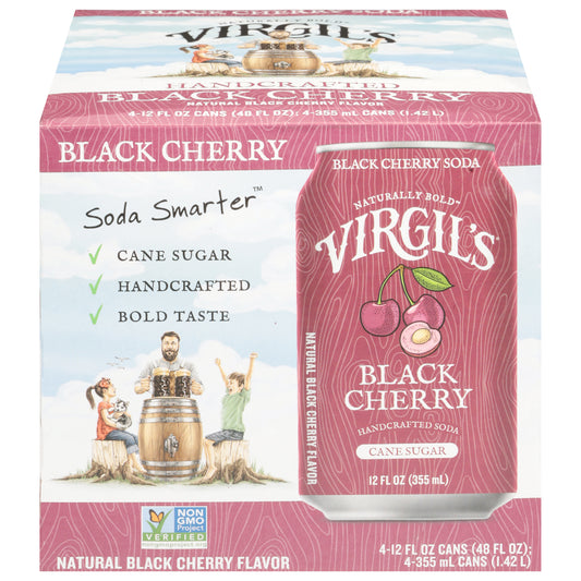Virgil's Soda Smarter Black Cherry Soda 4 - 12 fl oz Cans