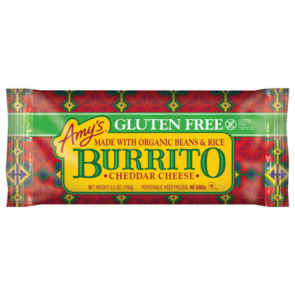 Amy's Frozen Cheddar Cheese Burrito, Gluten Free, 5.5 oz.