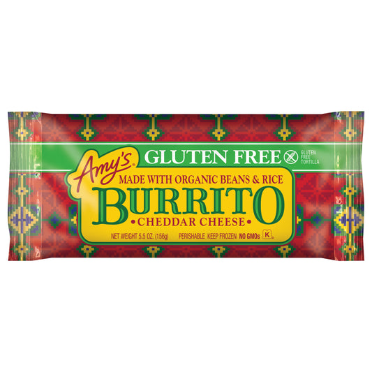 Amy's Frozen Cheddar Cheese Burrito, Gluten Free, 5.5 oz.