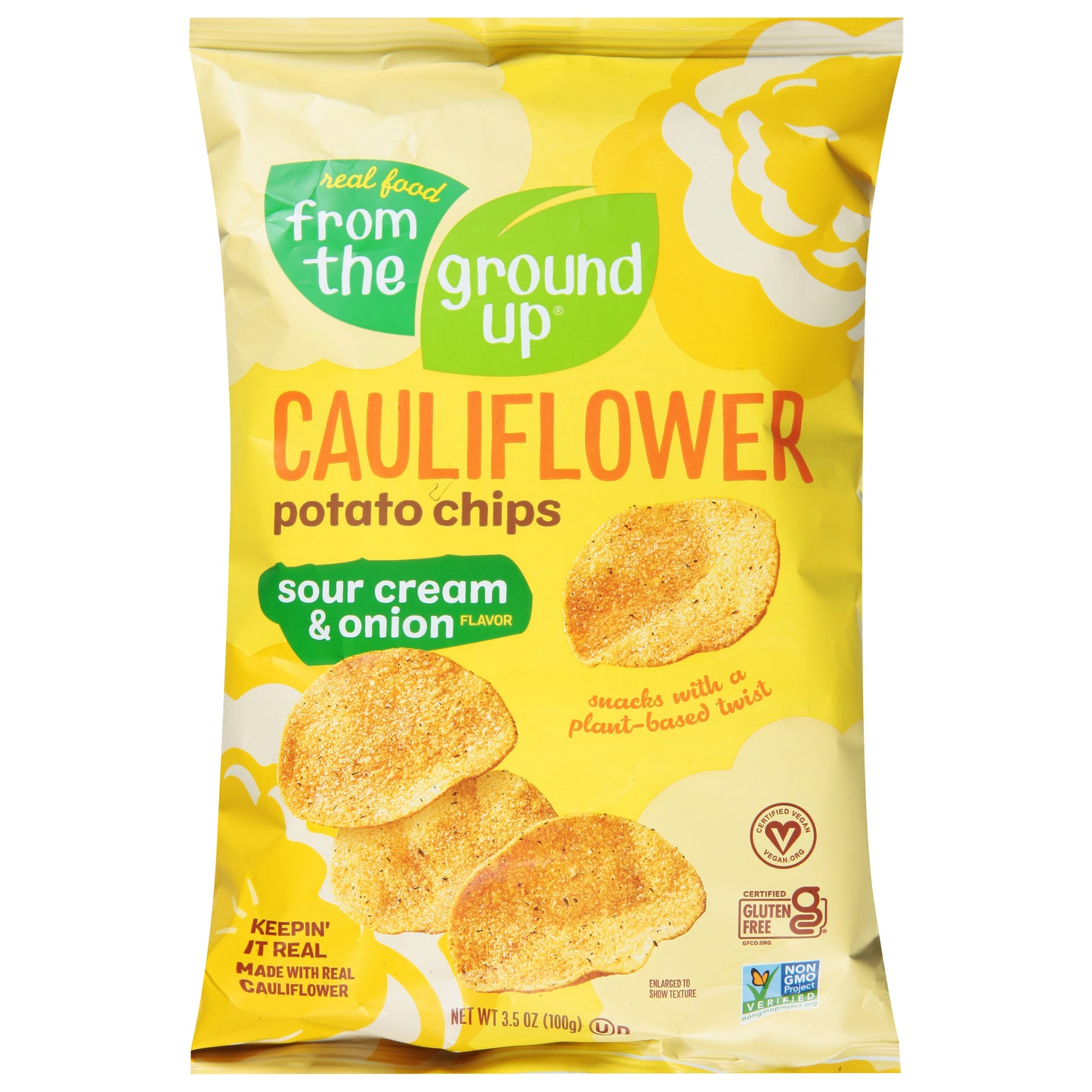 Real Food From the Ground Up Cauliflower Sour Cream & Onion Potato Chips 3.5 oz