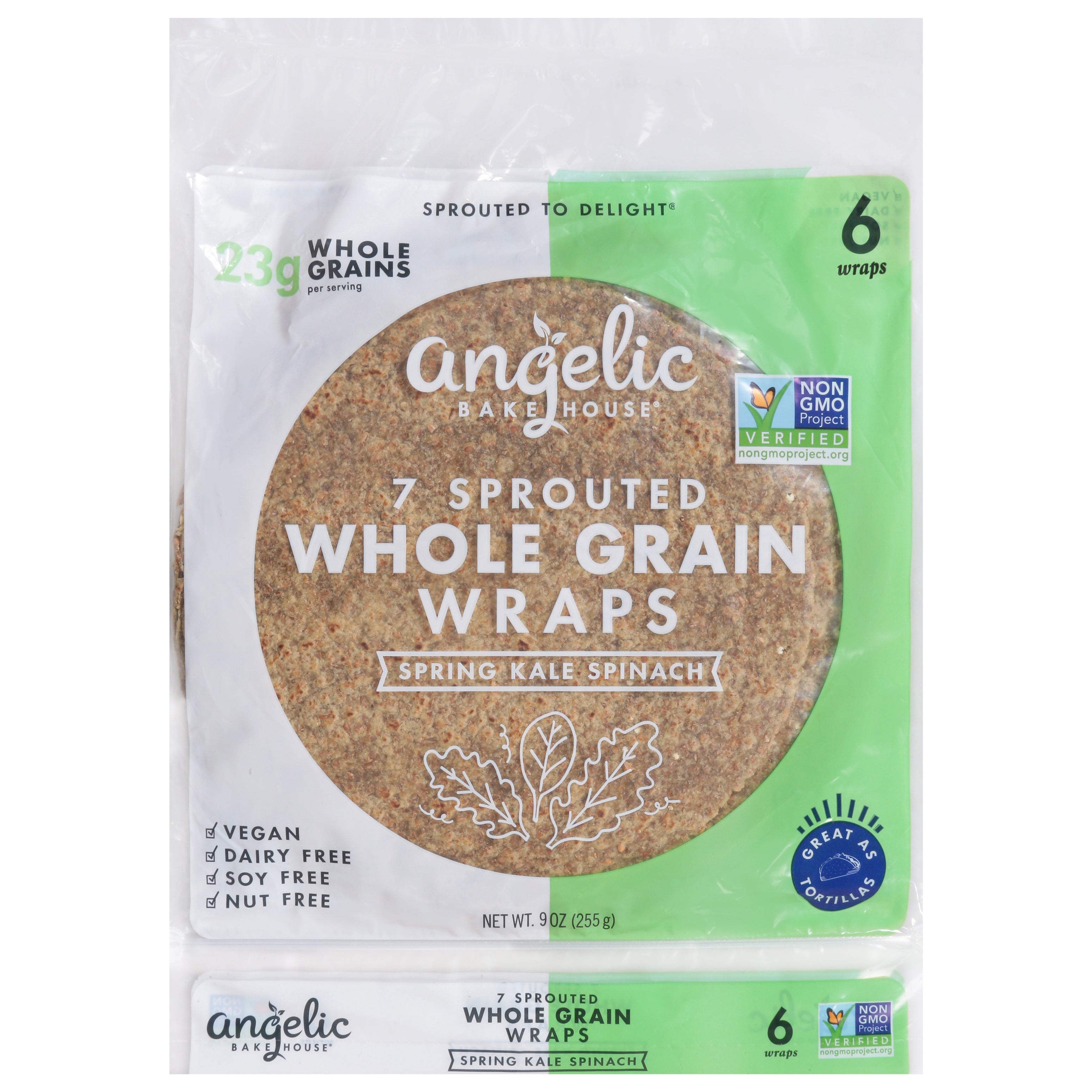 Angelic Bakehouse 7 Sprouted Whole Grain Spring Kale Spinach Wraps 6 e ...
