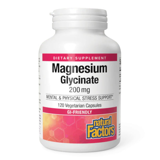 Natural Factors Magnesium Glycinate , 200 Mg, 120 Vegetarian Capsules