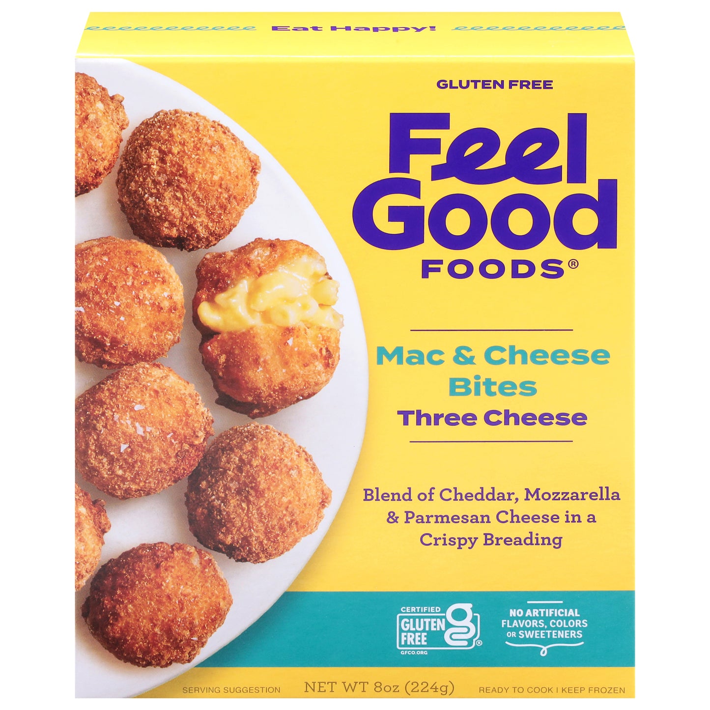 Feel Good Foods Gluten Free Three Cheese Mac & Cheese Bites 8 oz