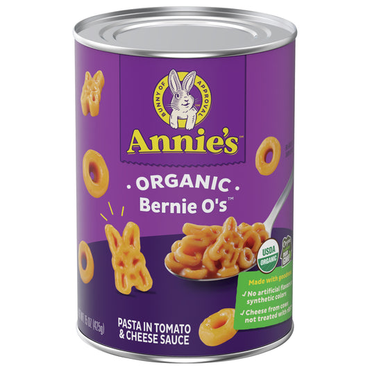 Annie's Organic Bernie O's, Canned Pasta in Tomato & Cheese Sauce, 15 oz.