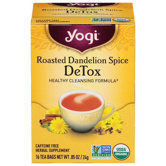Yogi Detox Roasted Dandelion Spice Herbal Supplement 16 Tea Bags