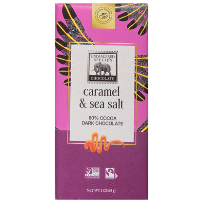 Endangered Species 60% Cocoa Caramel & Sea Salt Dark Chocolate 3 oz