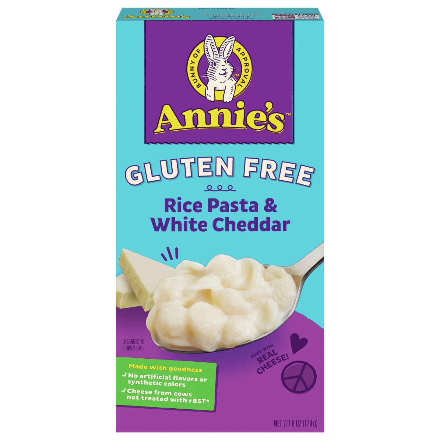 Annie's Gluten Free Macaroni and Cheese, Rice Pasta and White Cheddar, 6 oz