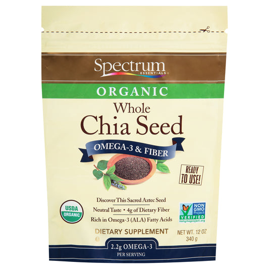 Spectrum Essentials Organic Whole Chia Seed Dietary Supplement 12 oz. Pouch