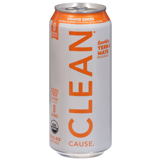 Clean Cause Sparkling Orange Ginger Yerba Mate 16 fl oz