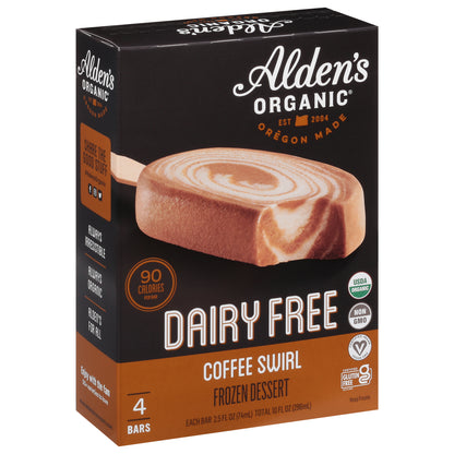 Alden's Organic Dairy Free Coffee Swirl Frozen Dessert 4 Bars 2.5 fl oz Packed, Unspecified 2.5 fl oz