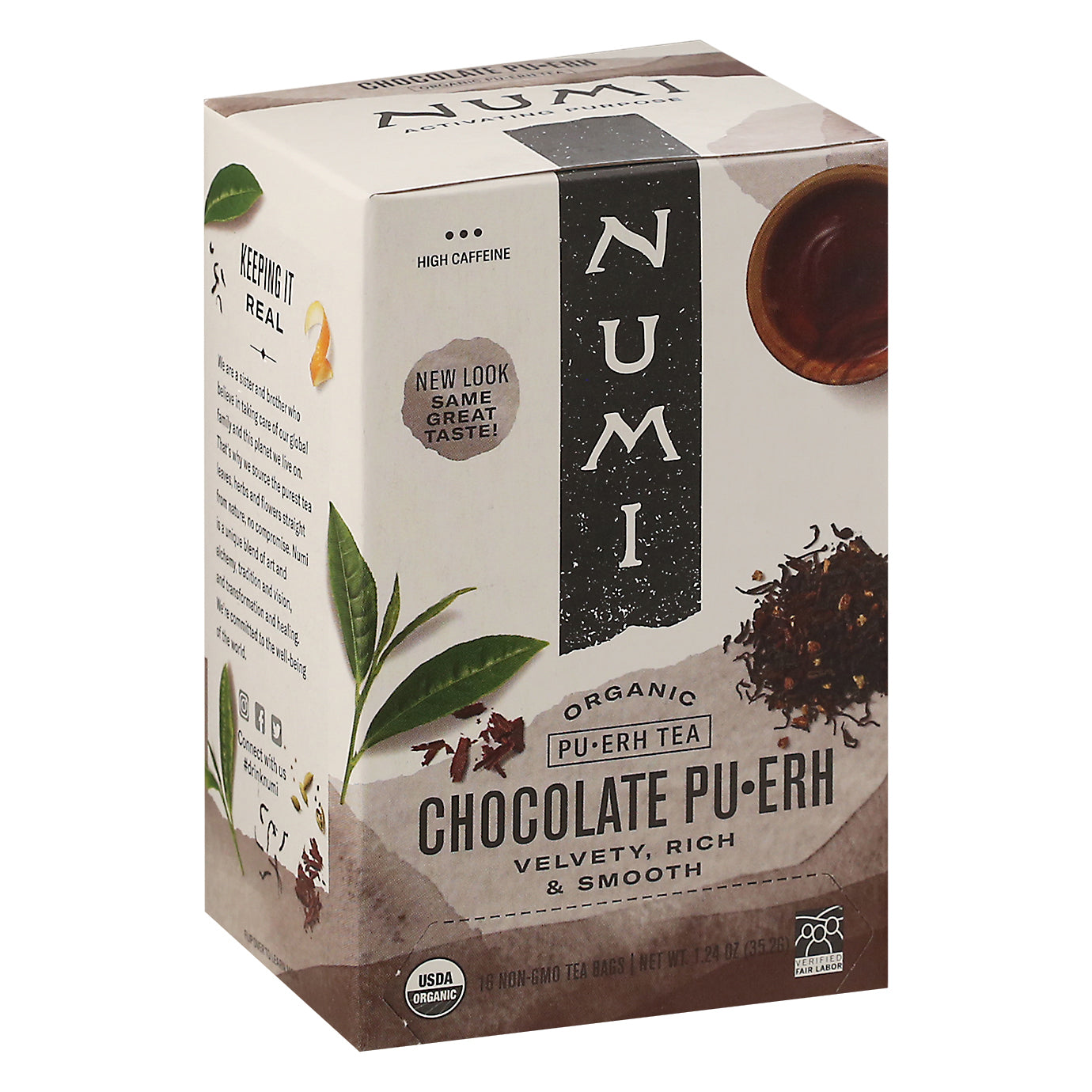 Numi Organic Chocolate Puerh Puerh Tea 16 Tea Bags
