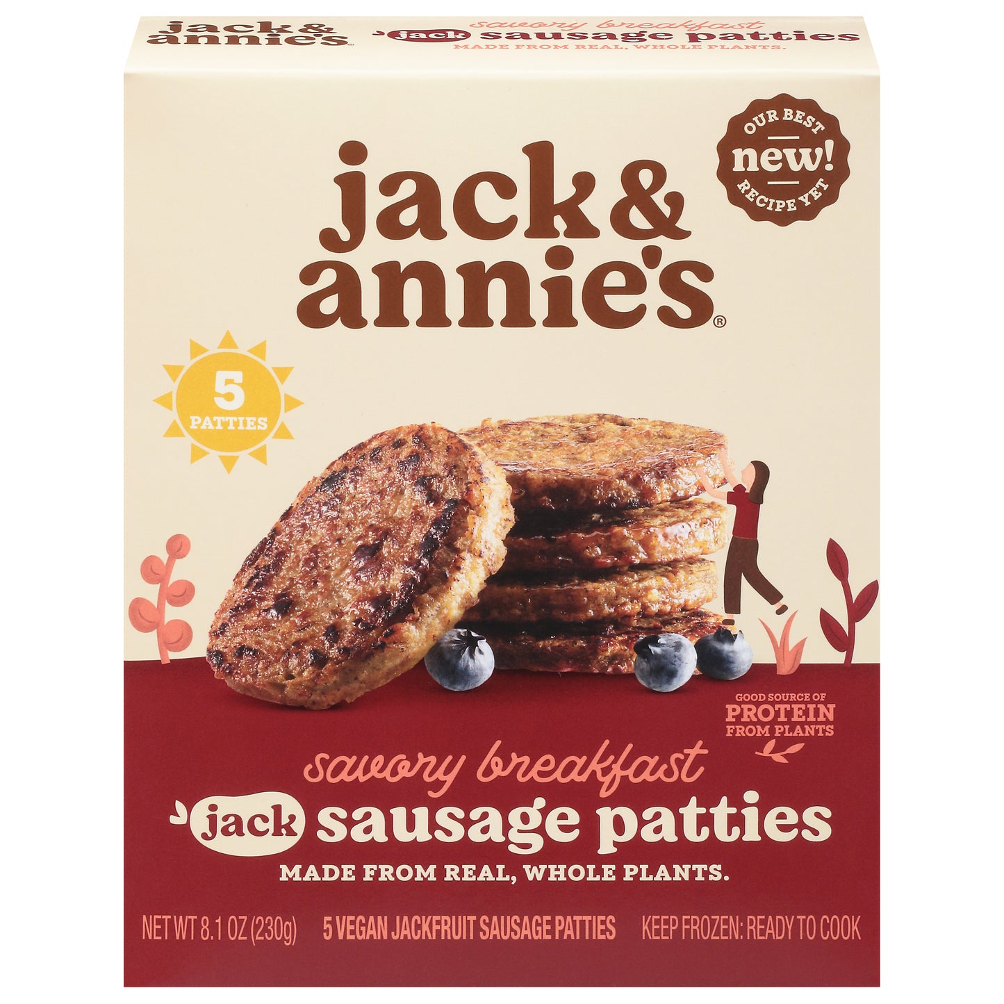 Jack & Annie's Vegan Savory Breakfast Jackfruit Sausage Patties 5 ea