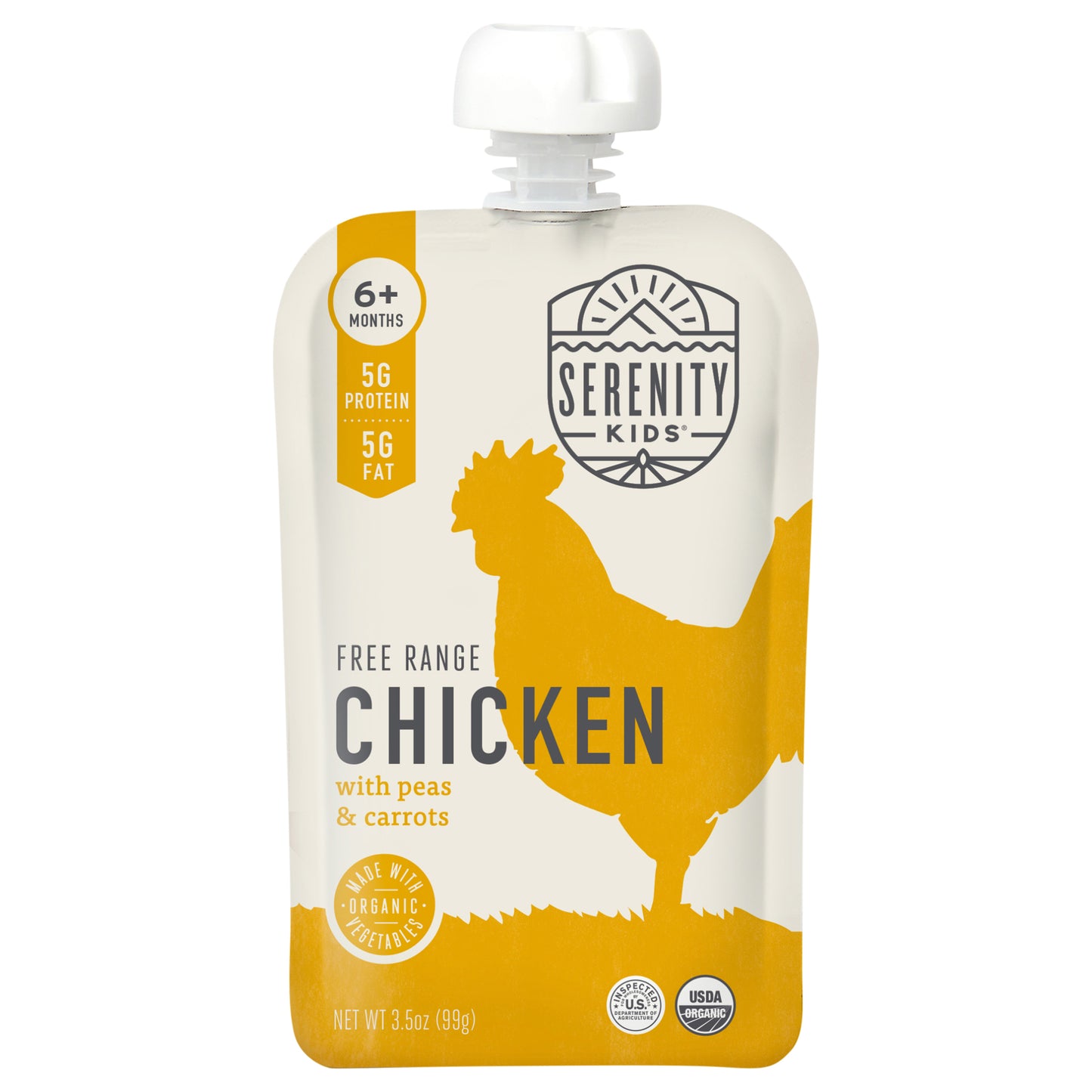 Serenity Kids Free Range Chicken with Organic Peas and Carrots Pouch, 3.5oz