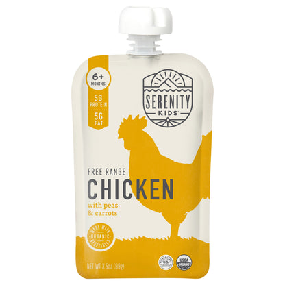 Serenity Kids Free Range Chicken with Organic Peas and Carrots Pouch, 3.5oz