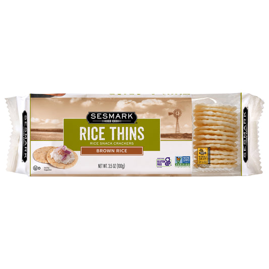 Sesmark Gluten Free Rice Thins Rice Snack Crackers Brown Rice