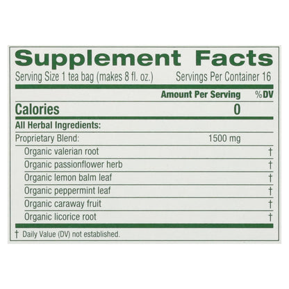 Traditional Medicinals Organic Nighty Night Extra Valerian Herbal Supplement 16 Tea Bags