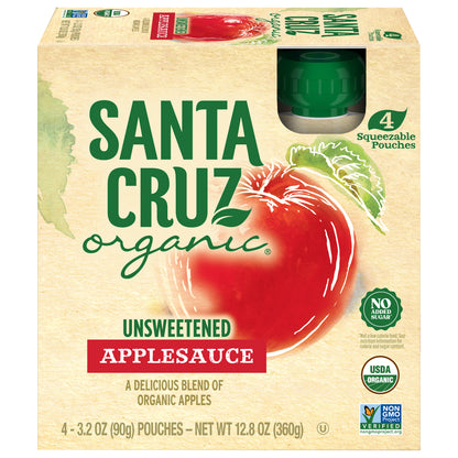 Santa Cruz Organic Unsweetened Applesauce 4 - 3.2 oz Pouches