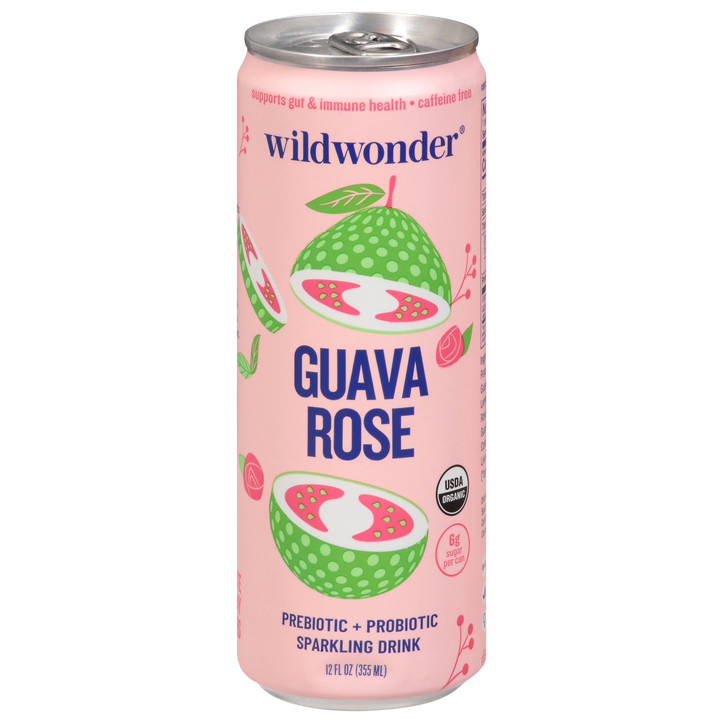 Wildwonder Prebiotic + Probiotic Guava Rose Sparkling Drink 12 fl oz