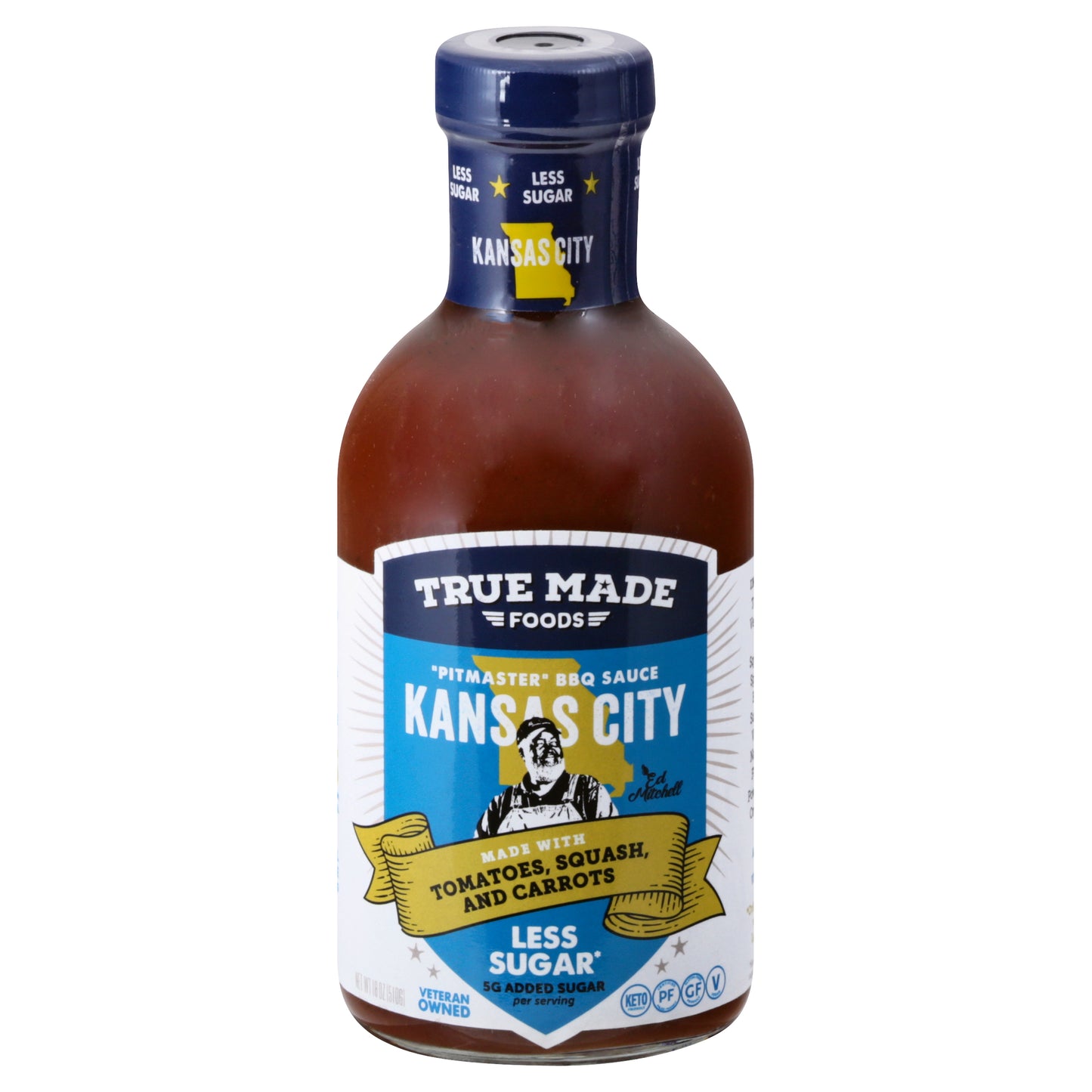 True Made Foods Less Sugar Kansas City BBQ Sauce 18 oz