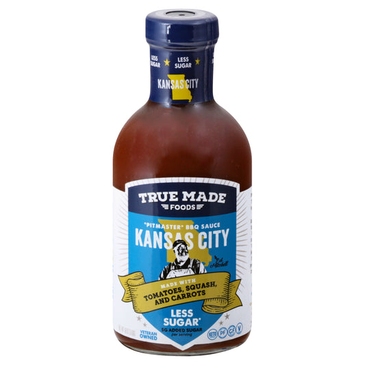 True Made Foods Less Sugar Kansas City BBQ Sauce 18 oz
