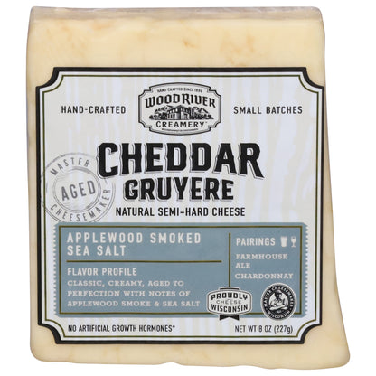 Wood River Creamery Cheddar Gruyere Applewood Smoked Sea Salt Cheese 8 oz