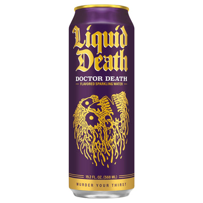 Liquid Death, Doctor Death, Soda-Flavored Sparkling Water, 19.2 oz King Sized Can, Low Calorie & No Artificial Sweeteners