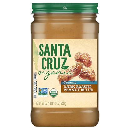 Santa Cruz Organic Creamy Dark Roasted Peanut Butter, 26 Ounces