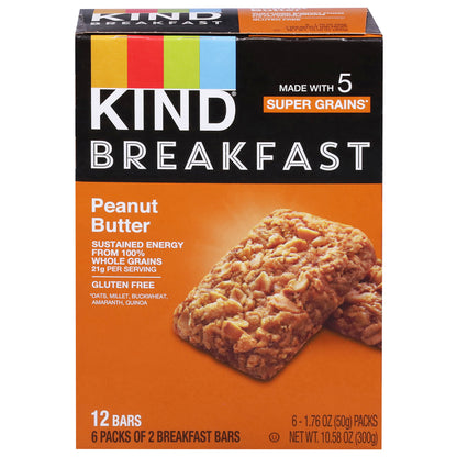 Kind Breakfast Peanut Butter Bars 6 - 1.76 oz Packs