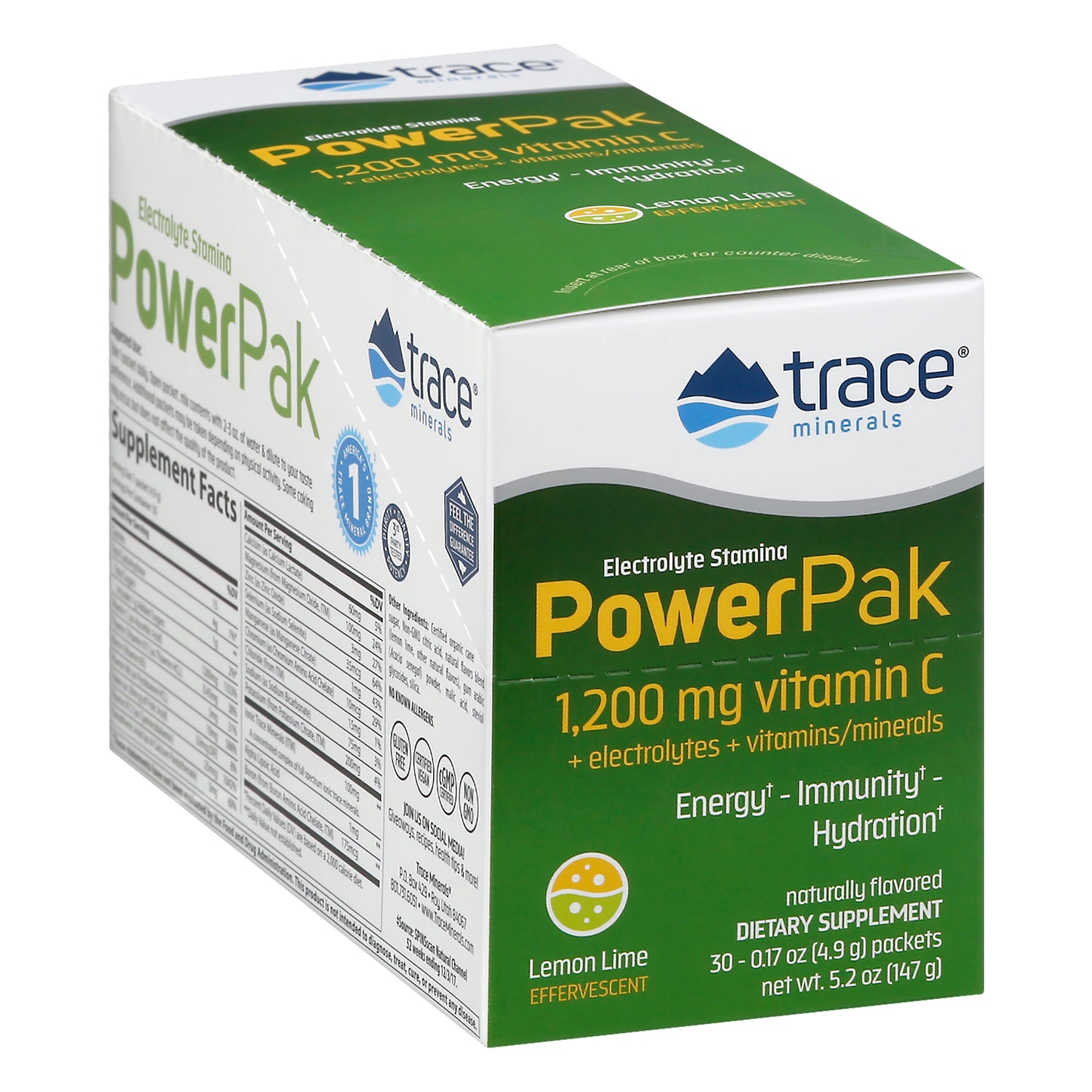 Trace Electrolyte Stamina Lemon Lime PowerPak 30 ea