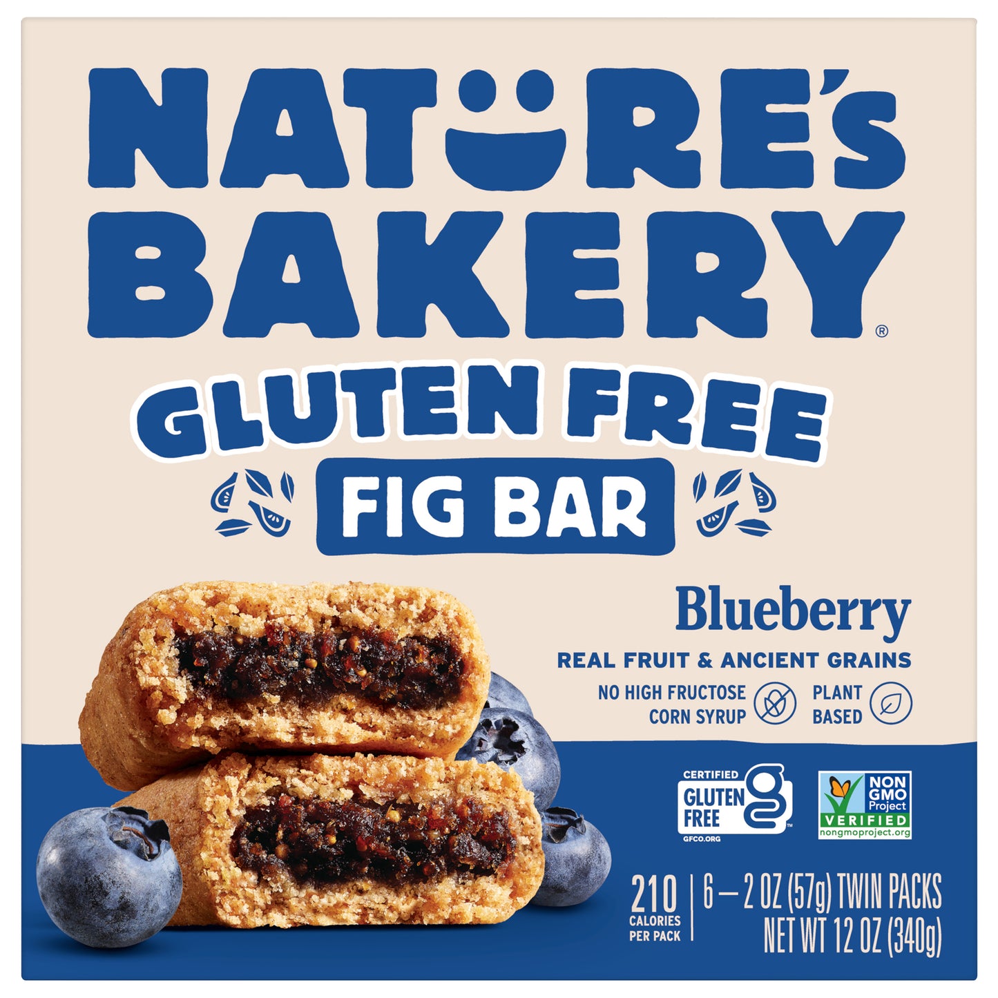 Nature's Bakery Blueberry Gluten Free Fig Bars, Snack Bars, 6 Ct