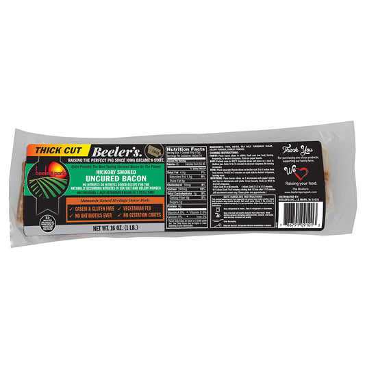 Beeler’s Thick Cut, Hickory Smoked Uncured Bacon