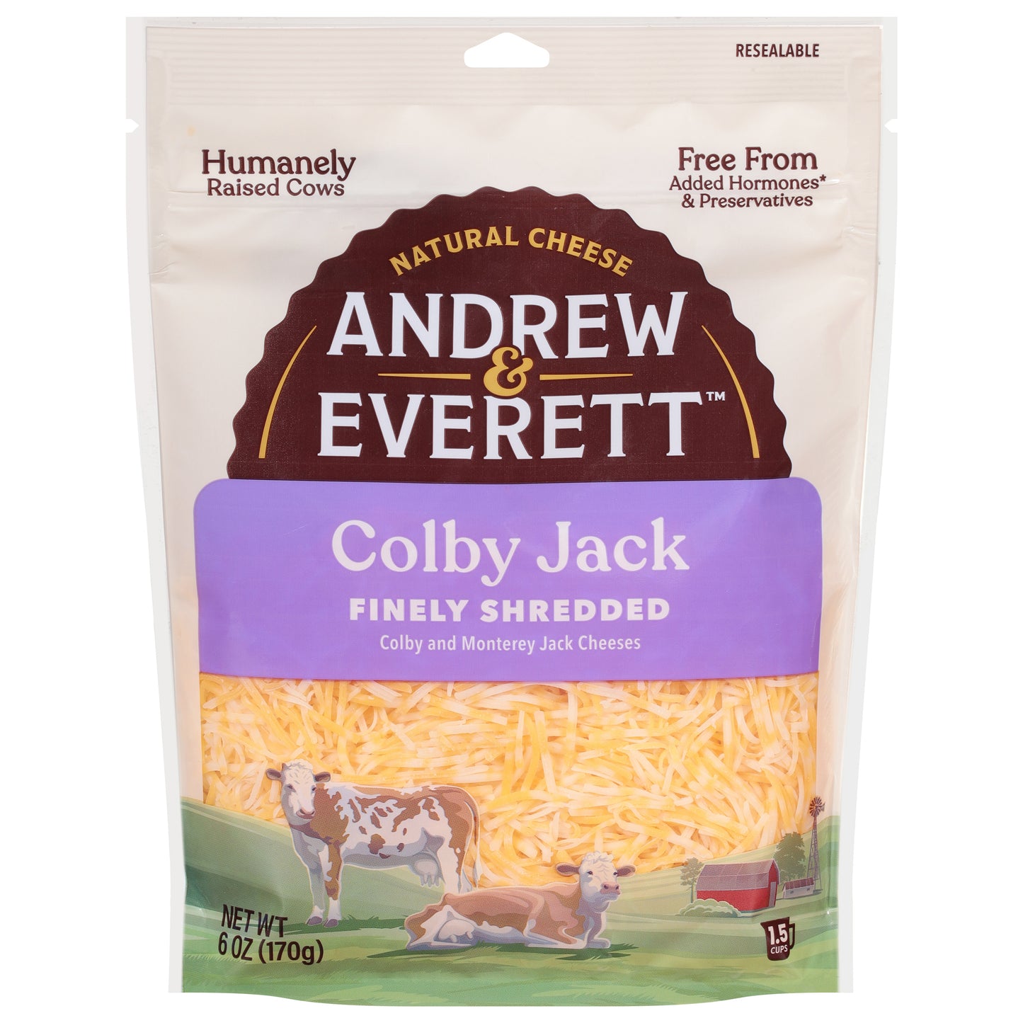 Andrew & Everett Finely Shredded Colby Jack Cheese 6 oz