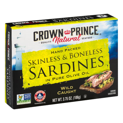 Crown Prince Skinless & Boneless Sardines in Pure Olive Oil 3.75 oz