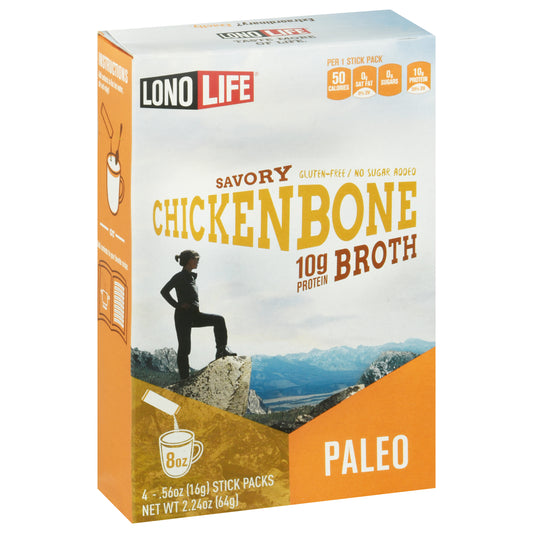 Lono Life Paleo Savory Chicken Bone Broth 4-0.56 oz Packs