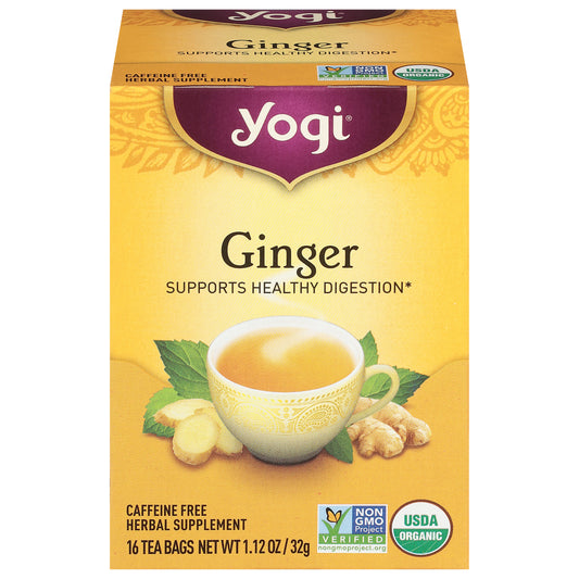 Yogi Caffeine Free Ginger Herbal Supplement 16 Tea Bags