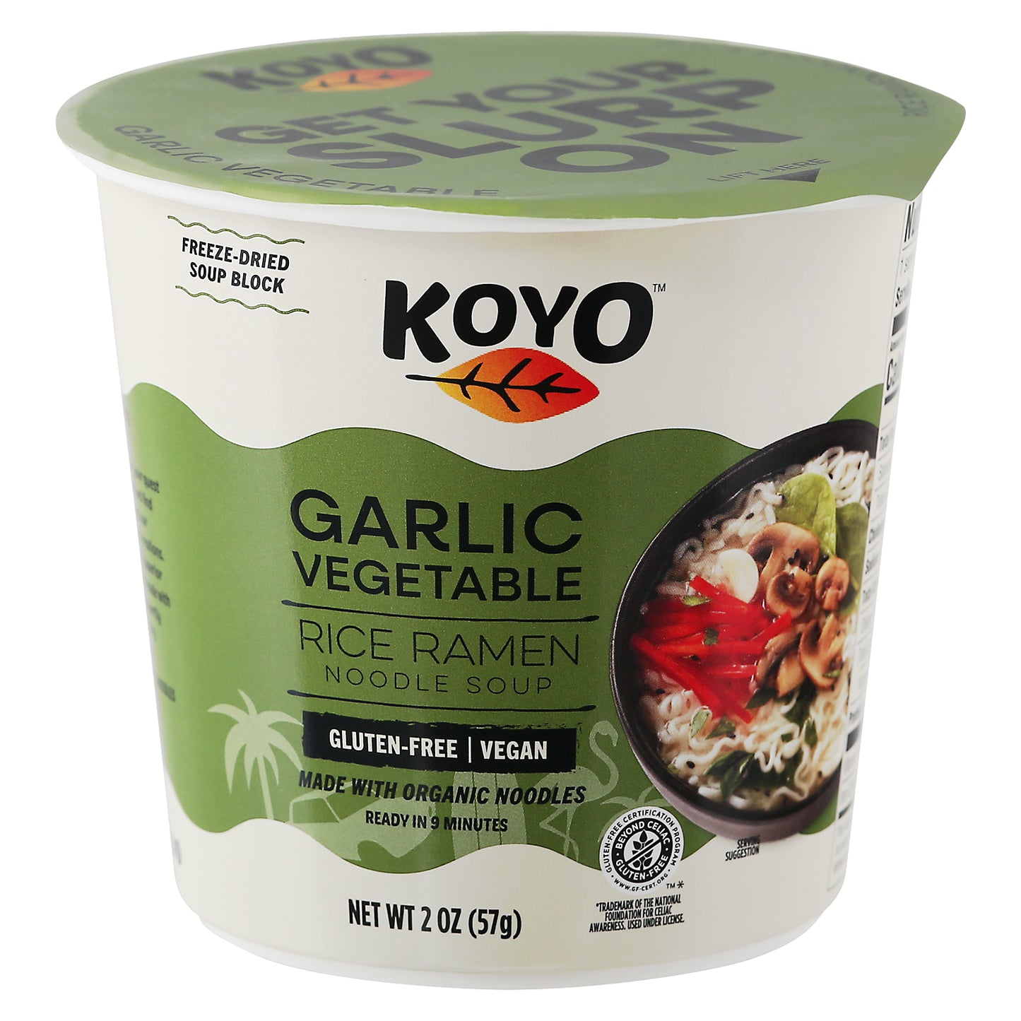 Koyo Garlic Vegetable Rice Ramen Noodle Soup 2 oz
