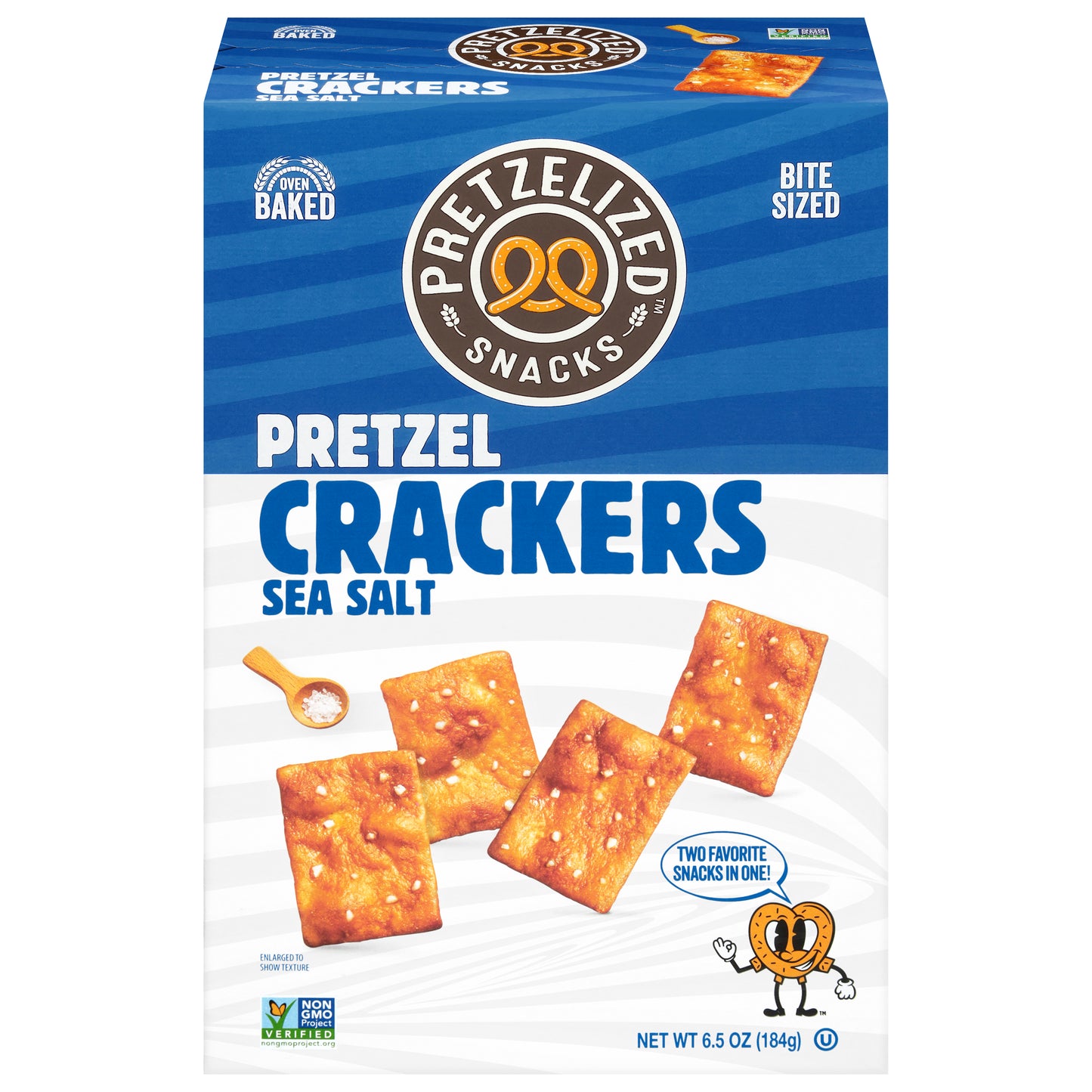 Pretzelized Snacks Oven Baked Pretzel Sea Salt Crackers Bite Sized 6.5 oz