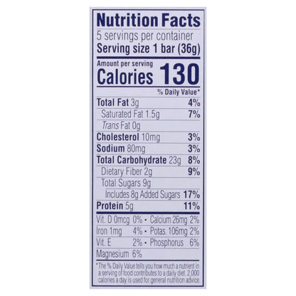 Zbar Protein Whole Grain Crispy Cookies 'N Creme Snack Bars 5 - 1.27 oz Bars