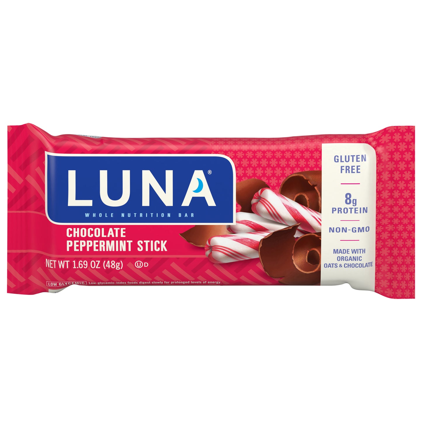 LUNA Bar - Chocolate Peppermint Stick Flavor - Snack Bars - Non-GMO - Gluten-Free Protein Bars - Made with Organic Oats (1 Count)