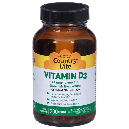 Country Life 25 mcg Vitamin D3 200 Softgels